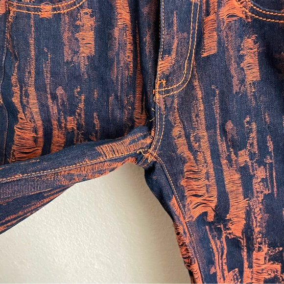 Sold Out Jaded London Y2K Boyfriend Straight Jeans in Indigo Orange Distressed - Picture 9 of 13